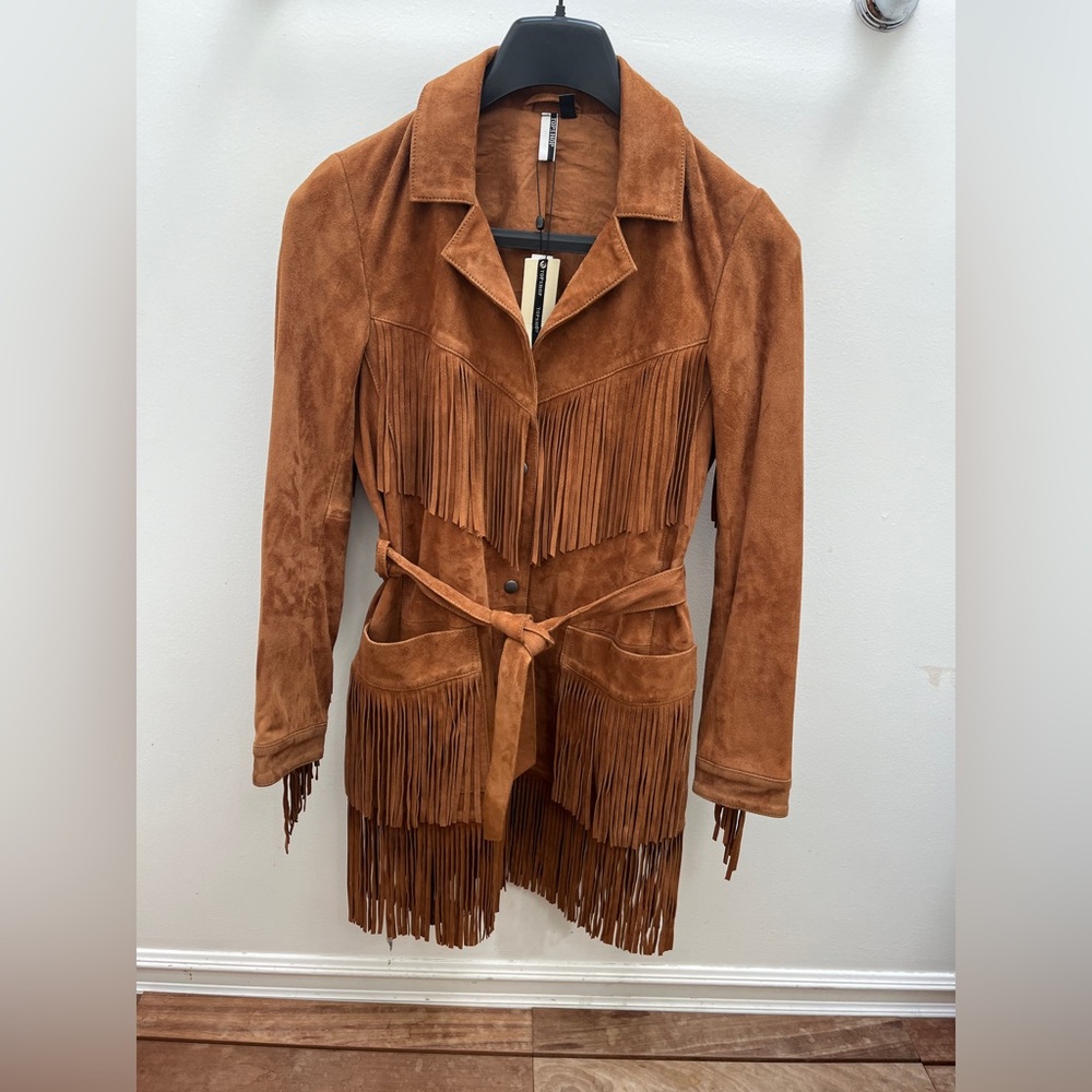 Suede fringe western style topshop coat